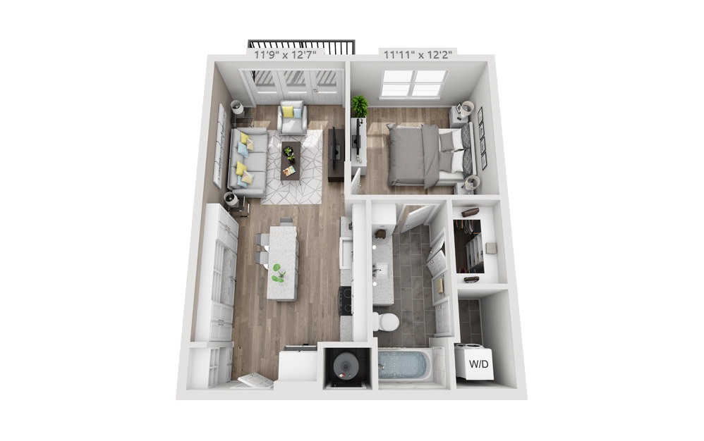 A1 - 1 bedroom floorplan layout with 1 bathroom and 658 - 810 square feet